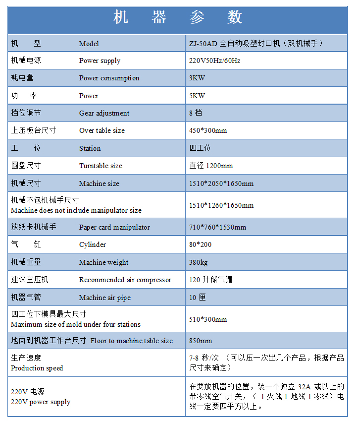 手機殼包裝自動吸塑機 手機殼包裝自動吸塑機參數(shù)表